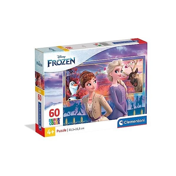 Clementoni- Supercolor Disney La Reine des Neiges 2-60 pièces-Puzzle Enfant-fabriqué en Italie, 5 Ans et Plus, 26056, Multico