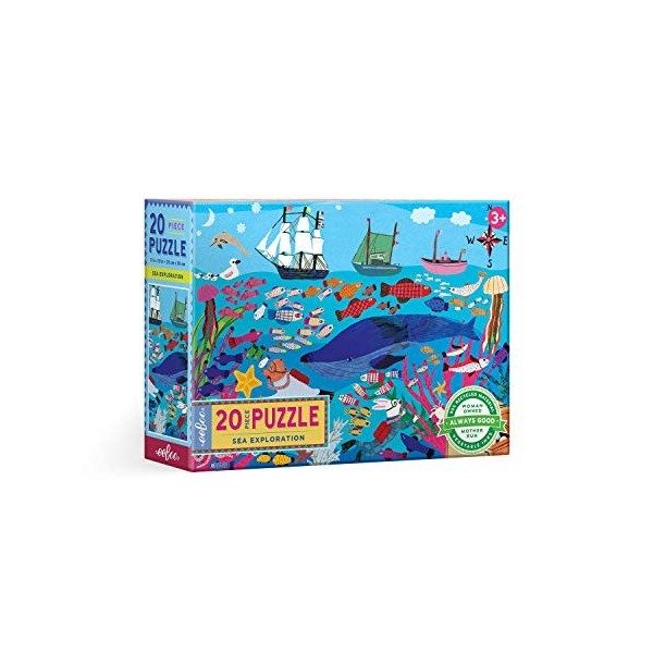 eeBoo Exploration Marine Puzzle 20 pièces en Carton recyclé pour Enfant de 3 Ans et Plus, PZSPL