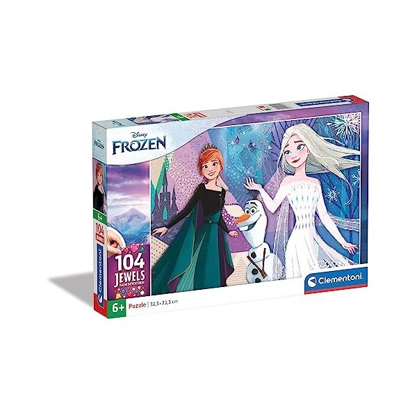 Clementoni Disney Frozen Jewels Reine des Neiges 2-104 pièces-Puzzle Enfant-fabriqué en Italie, 6 Ans et Plus, 20182