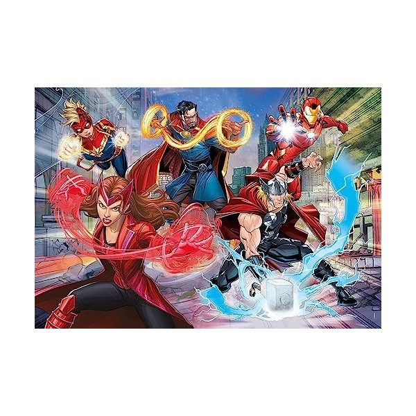 Clementoni Supercolor Glitter Avengers-104 pièces, Enfants 6 Ans, Dessin animé, Marvel, Puzzle Super héros-fabriqué en Italie