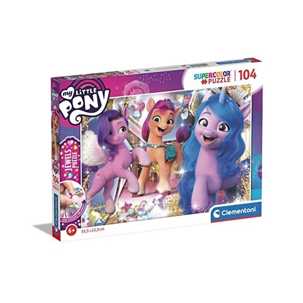 Clementoni- Puzzle Jewels My Little Pony 104pzs Does Not Apply Supercolor Pony-104 pièces, 6 Ans Enfant Dessin animé-fabriqué