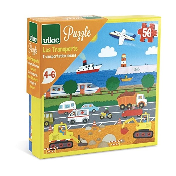 Vilac- Puzzles Transport 56 pièces, 2654, Multicolore