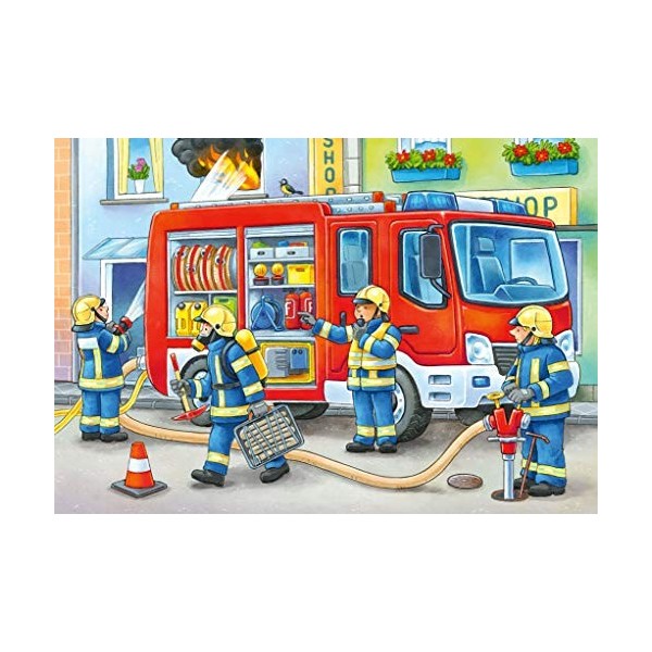 Ravensburger- My First Outdoor Puzzle Les Pompiers Enfant, 4005556056132