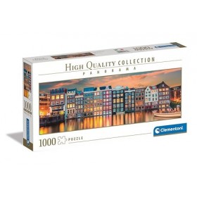 Clementoni Collection Panorama – Bright Amsterdam – 1000 pièces, Puzzle panoramique, Horizontal, Divertissement pour Adultes,
