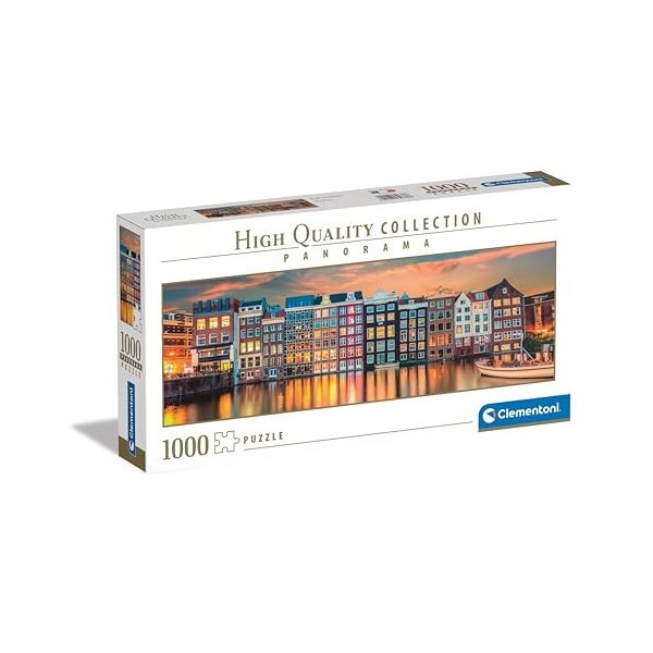 Clementoni Collection Panorama – Bright Amsterdam – 1000 pièces, Puzzle panoramique, Horizontal, Divertissement pour Adultes,