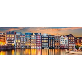 Clementoni Collection Panorama – Bright Amsterdam – 1000 pièces, Puzzle panoramique, Horizontal, Divertissement pour Adultes,