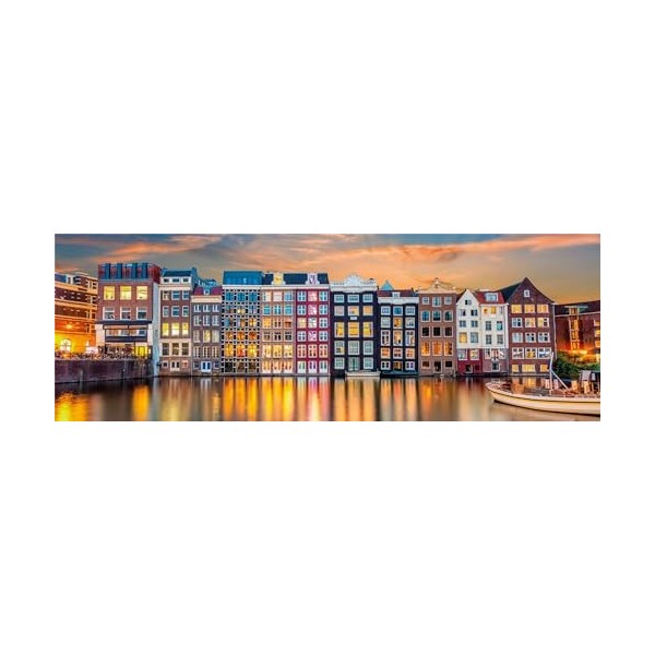 Clementoni Collection Panorama – Bright Amsterdam – 1000 pièces, Puzzle panoramique, Horizontal, Divertissement pour Adultes,