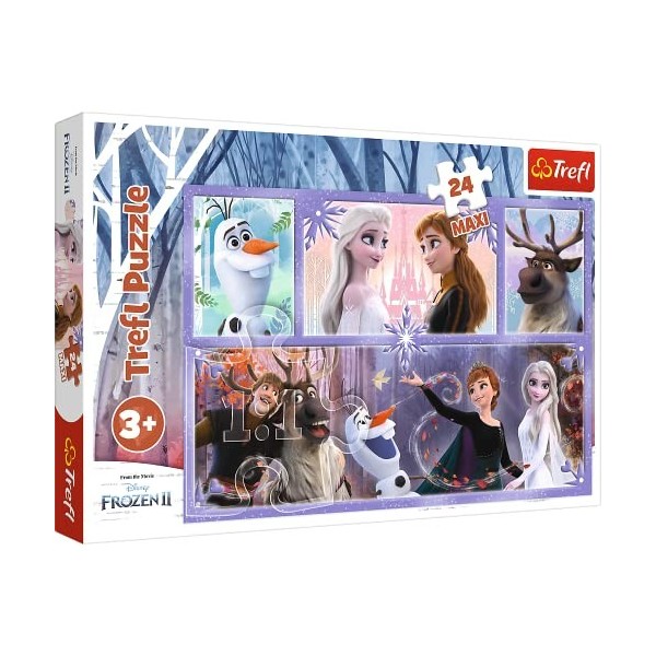 Trefl-24 Maxi Pièces, pour Enfants à partir de 3 Ans Puzzle, 14345, Monde Plein de Magie, Disney La Reine des Neiges 2