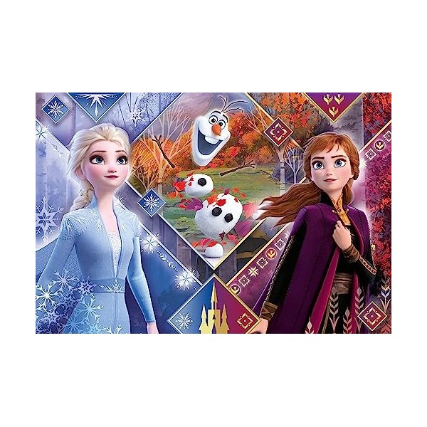 Clementoni Disney Frozen, Italy Supercolor Reine des Neiges 2-104 pièces Maxi-Puzzle Enfant-fabriqué en Italie, 4 Ans et Plus