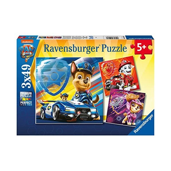 Ravensburger - Puzzle Enfant - Puzzles 3x49 p - Chase, Marcus et Stella/PatPatrouille Le Film - Dès 5 Ans - 05218