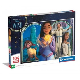 Clementoni Supercolor Disney Wish – 104 pièces Enfants 6 Ans, Puzzle Dessins animés, fabriqué en Italie, 27148, Multicolore