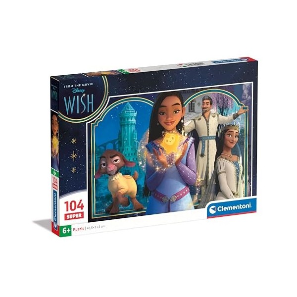 Clementoni Supercolor Disney Wish – 104 pièces Enfants 6 Ans, Puzzle Dessins animés, fabriqué en Italie, 27148, Multicolore