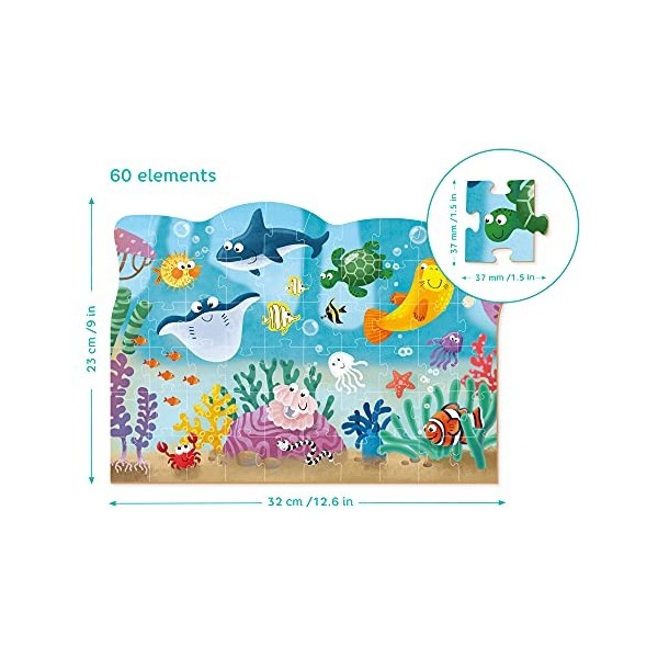 Dodo D300378 Educational Underwater World Puzzle 60 Pieces, Various