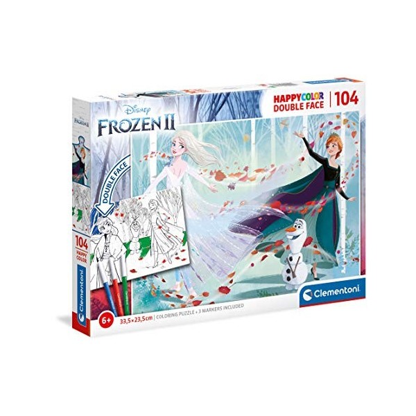 Clementoni Italy La Reine des Neiges-104 pièces Enfant-Puzzle à colorier-fabriqué en Italie, 6 Ans et Plus, 25716, No Color