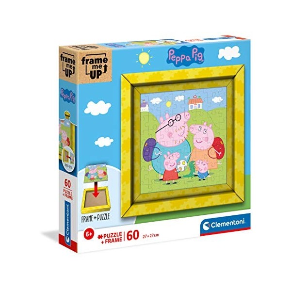 Clementoni Peppa Pig Pig-60 pièces Enfant, Puzzle avec Cadre-fabriqué en Italie, 6 Ans et Plus, 38809, No Color