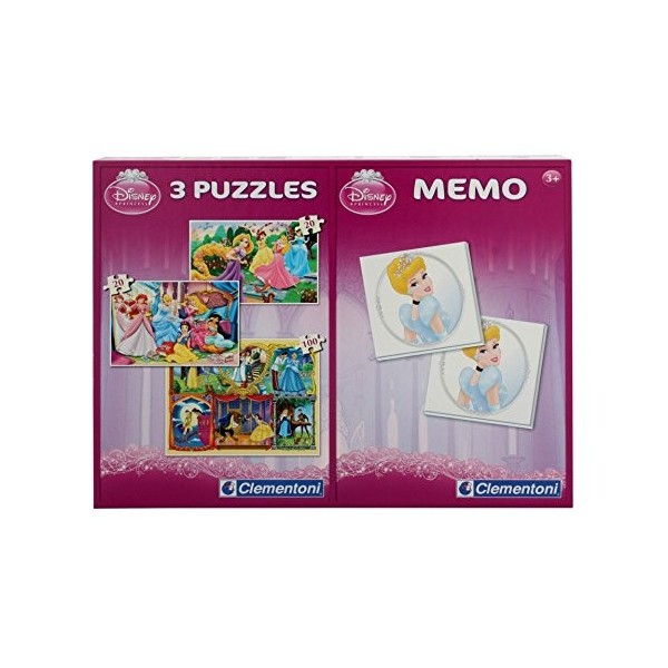 Clementoni - Disney Princess - 2 in 1 Memo & 3 Puzzle Set