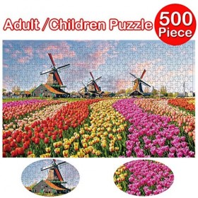 Ridicolo Puzzle de 500 pièces Moulin à vent hollandais pour adultes et enfants à partir de 12 ans Portsmouth Puzzle Jeu éduca