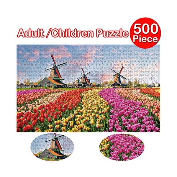 Ridicolo Puzzle de 500 pièces Moulin à vent hollandais pour adultes et enfants à partir de 12 ans Portsmouth Puzzle Jeu éduca