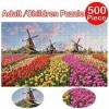 Ridicolo Puzzle de 500 pièces Moulin à vent hollandais pour adultes et enfants à partir de 12 ans Portsmouth Puzzle Jeu éduca