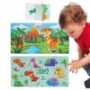 Smileshiney Puzzles de Dinosaures - Jouets éducatifs préscolaires - Puzzles de Dinosaures Amusants et Robustes, avec Correspo