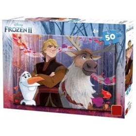 Puzzle Enfant 50 Pieces Reine des neiges 2 : Sven Olaf Kristoff dans la Foret - Set Puzzle Fille pour Disney et Carte Offerte