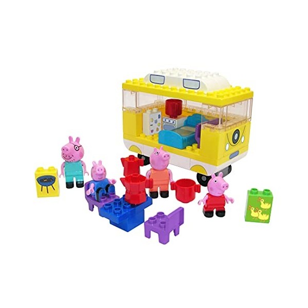 Big - Bloxx Peppa Pig - Camping-car - Set de Construction Briques - 54 pièces - 4 Figurines Incluses - Jouet pour Enfant - Dè