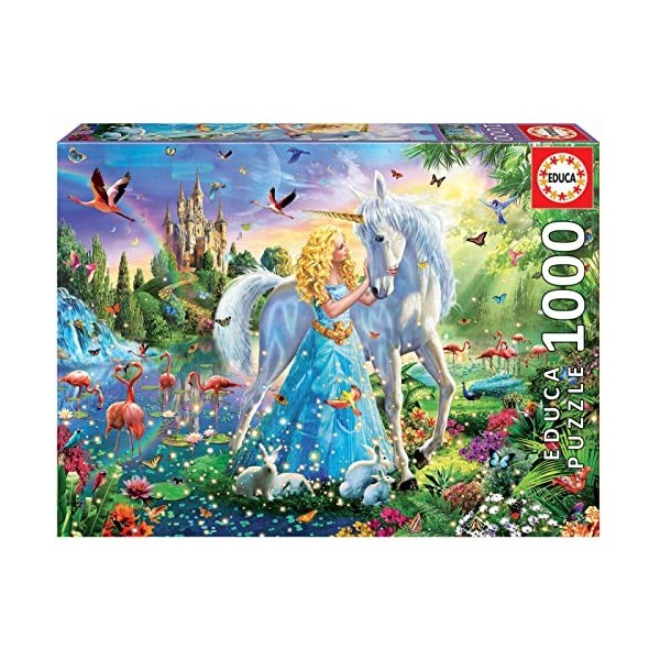 Educa - Puzzle de 1000 pièces pour Adultes | La Princesse et La Licorne. Comprend Fix Puzzle Tail pour laccrocher Une Fois l