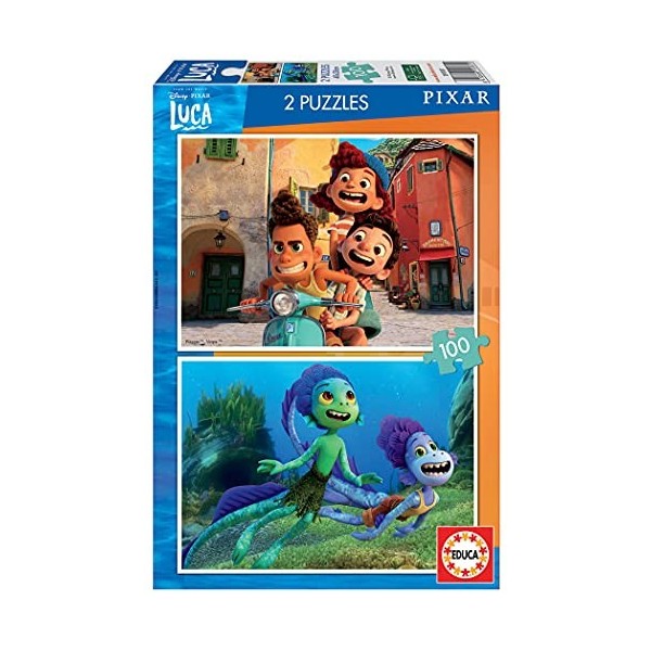 Educa - Disney Puzzle 2x100 Luca Disney, Puzzle pour Enfants Casse-tête pour Développement, Agilité et Amusement Les garçons