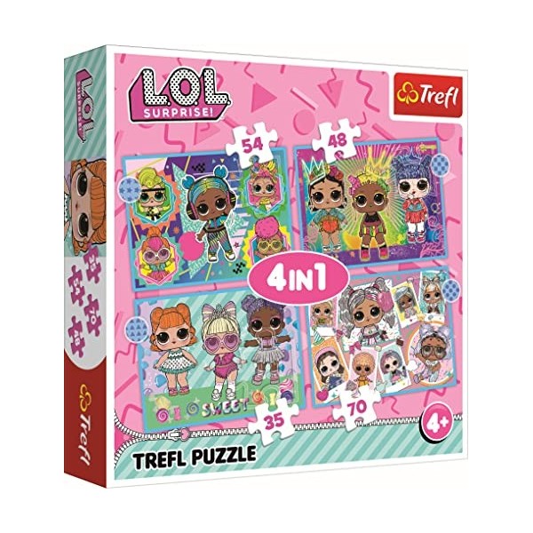 Trefl 4en1, 35 à 70 pièces Puzzles pour Les Petits Fans, Divertissement, pour Les Enfants à partir de 4 Ans, 34613, L.O.L. Su