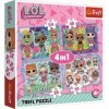 Trefl 4en1, 35 à 70 pièces Puzzles pour Les Petits Fans, Divertissement, pour Les Enfants à partir de 4 Ans, 34613, L.O.L. Su