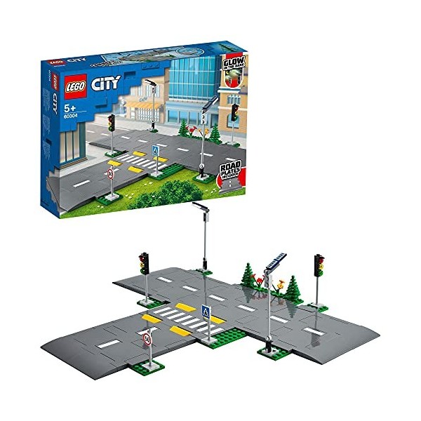 LEGO 60304 City Intersection Ã€ Assembler, Jeu Construction Ville avec Panneaux Et Routes Ã€ Imbriquer pour Garçon Ou Fille