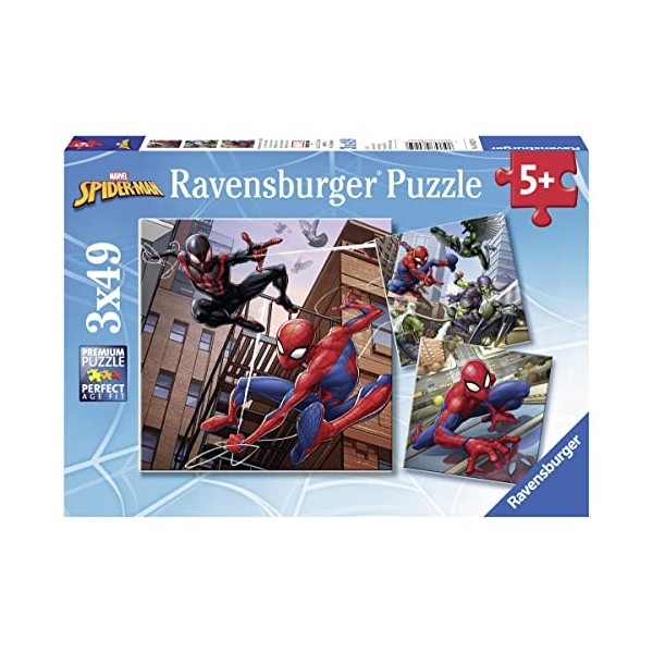 Ravensburger - Puzzle Enfant - Puzzles 3x49 p - Spider-man en action - Marvel spider-man - Dès 5 ans - 08025