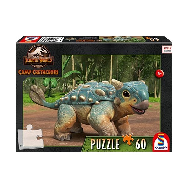 Schmidt Spiele 56435 Jurassic World Puzzle pour Enfants avec Inscription « The Ankylosaurus Bumpy » 60 pièces, coloré