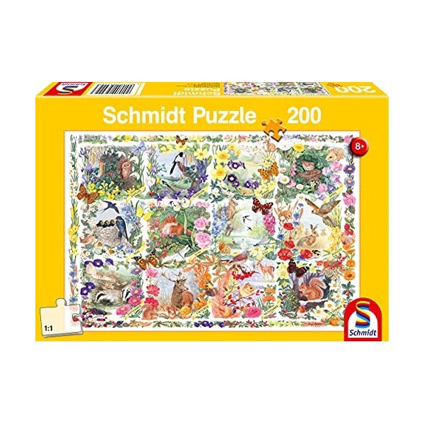Schmidt Spiele 56422 with Animals and Flowers Through The Seasons, 200 Pieces Childrens Puzzle, coloré