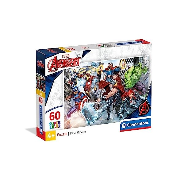 Clementoni- Puzzle Los Vengadores Avengers Marvel 60pzs Does Not Apply Supercolor Avengers-60 pièces, 5 Ans Enfant Dessin ani