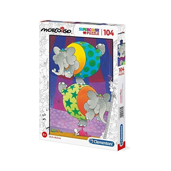 Clementoni- Puzzle The Balance Mordillo 104pzs Does Not Apply Modillo, 27134, Multicolore, One Size