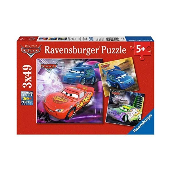 Ravensburger - 09305 - Puzzle Enfant Classique - Cars 2 - Sur la Piste de Course - 3 x 49 Pièces