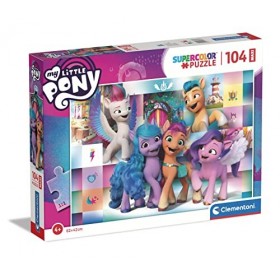 Clementoni- Puzzle Maxi My Little Pony 104pzs Does Not Apply Supercolor Pony-104 pièces, 4 Ans Enfant Dessin animé-fabriqué e