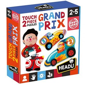 HEADU- Touch 2 PIÈCES Grand Prix Puzzle Voiture pour Enfants MU24902 , Multicolore