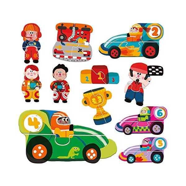 HEADU- Touch 2 PIÈCES Grand Prix Puzzle Voiture pour Enfants MU24902 , Multicolore