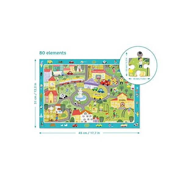 Dodo D300135 Educational City Life Observation Puzzle 80 Pieces, Various