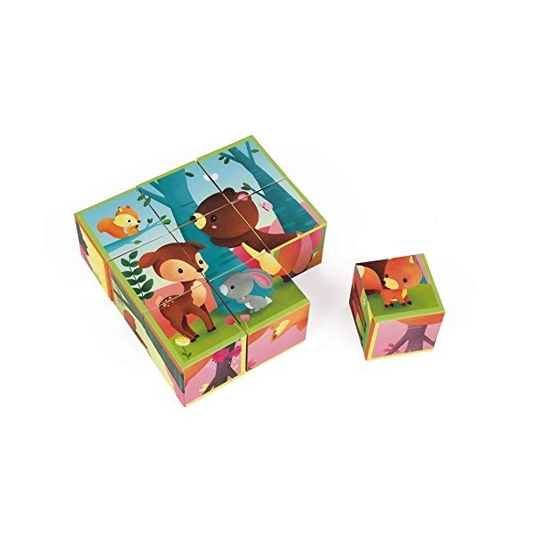 Janod J02731 Kubkid 9 Blocks, Forest Animals