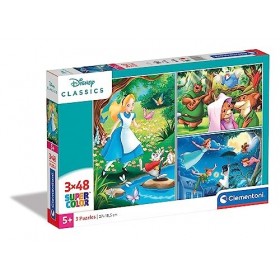 Clementoni- Puzzle Disney Classic 3x48pzs Does Not Apply Classic-3x48 Enfant-boîte de 3 48 pièces -fabriqué en Italie, 4 An