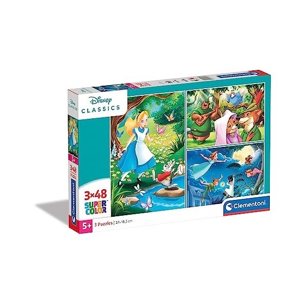 Clementoni- Puzzle Disney Classic 3x48pzs Does Not Apply Classic-3x48 Enfant-boîte de 3 48 pièces -fabriqué en Italie, 4 An