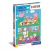 Clementoni- Puzzle Peppa Pig 2x60pzs Does Not Apply Supercolor Pig-2x60 Enfants 5 Ans-boîte de 2 60 pièces Dessin animé-fab