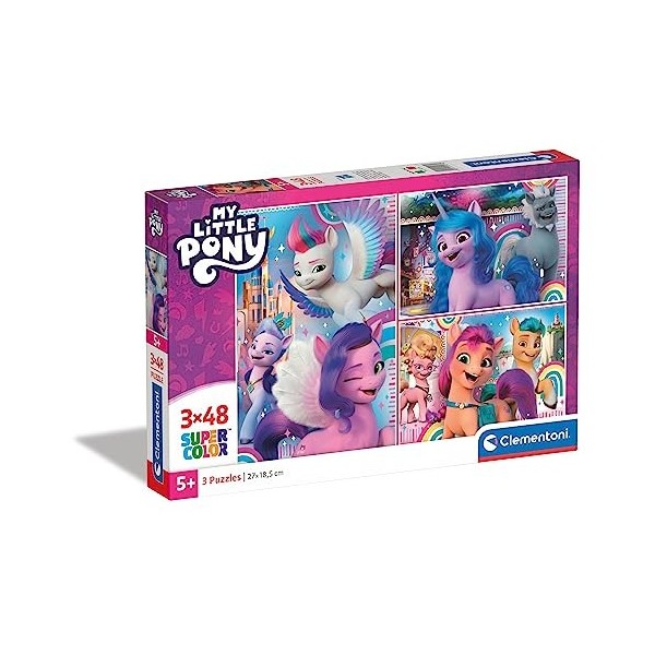 Clementoni- Puzzle My Little Pony 3x48pzs Does Not Apply Supercolor Pony-3x48 Enfants 4 Ans-boîte de 3 48 pièces , Dessin an