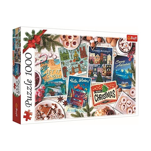 Trefl 1000 Pièces Collage de Noël, DIY, Divertissement Créatif, Amusant, Neige, Biscuits, Puzzles Classiques pour Adultes et 