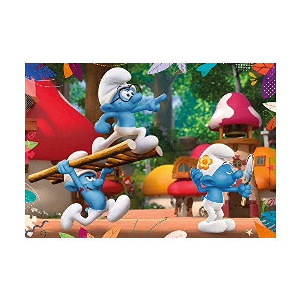 Clementoni- Puzzle Pitufos 2x20pzs Does Not Apply The Smurfs Supercolor Smurfs-2x20 Enfants 3 Ans-boîte de 2 20 pièces , Des