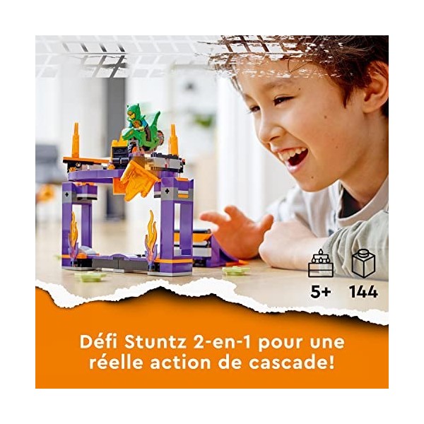 LEGO 60359 City Stuntz Le Défi de Cascade : Le Tremplin, Jouet 2-en-1 avec Moto Dinosaure et Cascadeur, Cadeau Anniversaire E