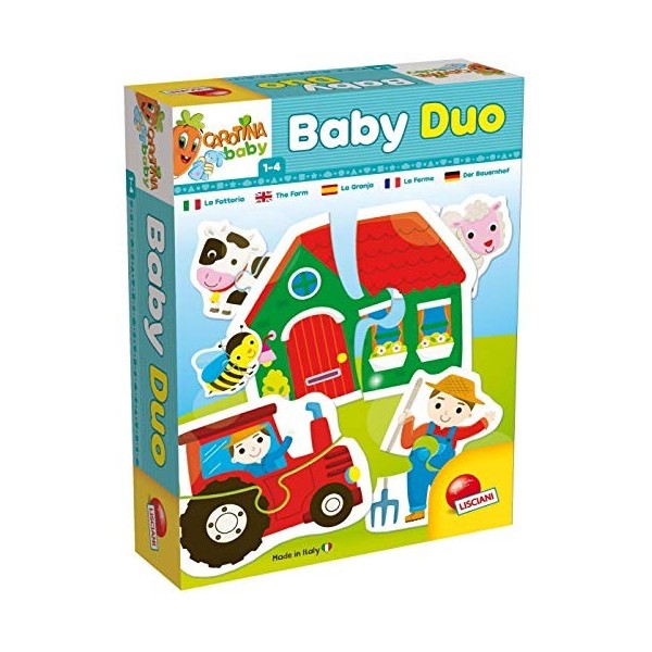 Lisciani - Baby Duo - 13 Puzzles Sur La Ferme - Jeu Educatif Sur Les Animaux - Puzzles De 2 Pièces - Pour Enfants de 1 à 4 an